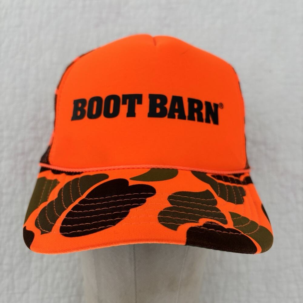 Boot Barn Neon Orange Camo Mesh Trucker SnapBack Hat